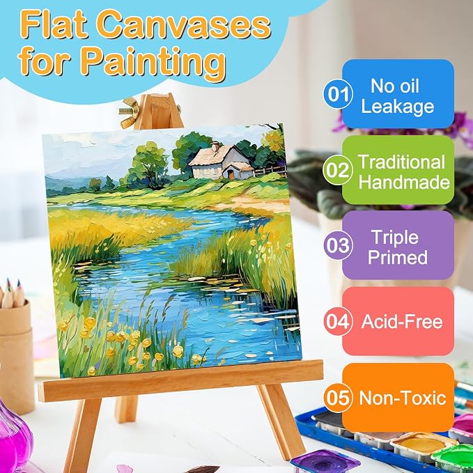 ESRICH Canvas Boards for Painting, 48 Pack Canvases for Painting 4x4 100% - Image 3