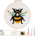 Nuberlic Punch Needle Kit for Beginners Cute Bee Pattern DIY Hoop Embroidery by Nuberlic