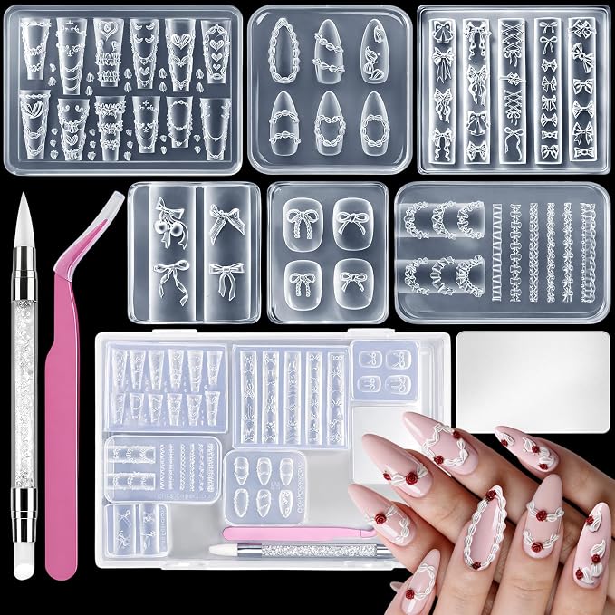 6Pcs Silicone Nail Art Molds Kit by Unknown