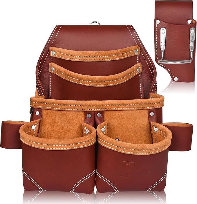 Grain Leather Electrician Tool Pouch | Carpenter Tool Pouch | Electrician Pouch | Electric Tool Bag | Electrician Bag | Leather Tool Belt