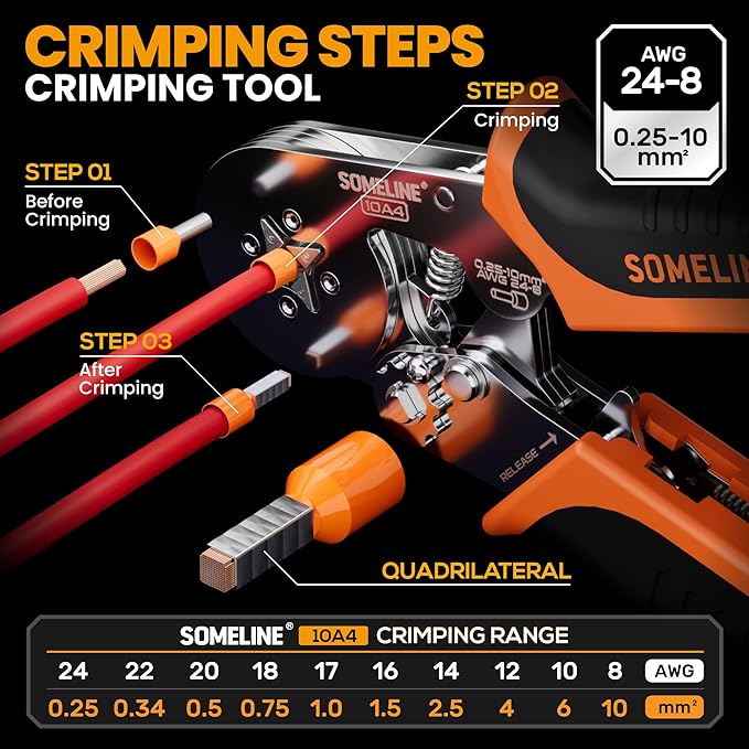 SOMELINE Ferrule Crimping Tool Kit, 36 Sizes Ferrules, AWG 24-8 Ferrule Crimper, with Square Crimping Pliers and Automatic Wire Stripper, Ferrule Terminal Assortment Kit (Stackable Tool Box)