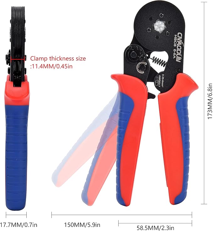 Ferrule Crimping Tool Kit, CNAODUN for AWG 23-7 with 1900PCS Wire Ferrules Terminals Hexagonal Self-Adjustable Ratchet Wire Ferrule Crimper