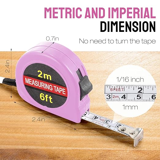 50 Pcs 6 FT Mini Tape Measure Retractable Bulk Small Measuring Tape Pocket Size Measurement Tool for Operation Christmas Items Party Favor Gifts Stuffers for Men(Pink)