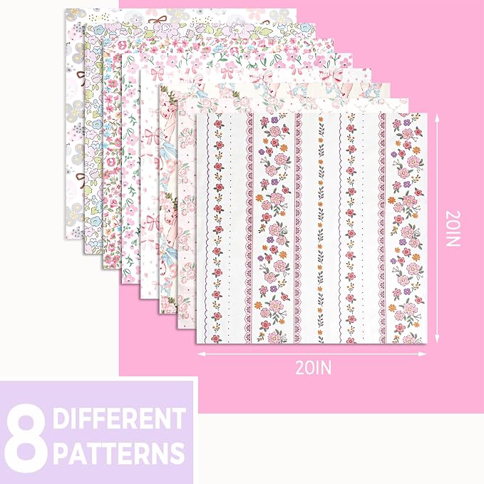 Aubliss 8pcs Fat Quarter Fabric Bundles Quilting Cotton Craft Fabric Pre-Cut - Image 2