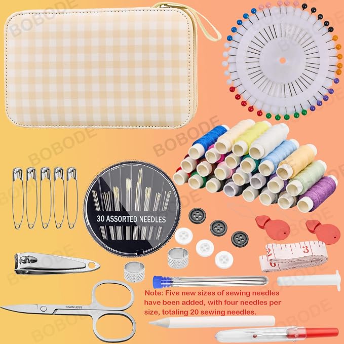 Travel Basic Sewing Kit with Checkered Pattern Sewing Set | Professional 130PCS - Image 4