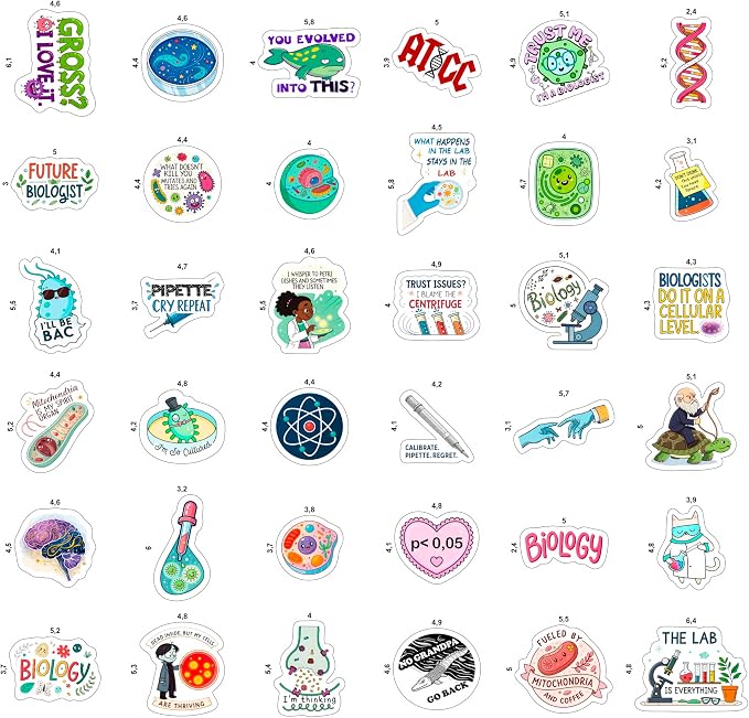 100Pcs Funny Biology Stickers for Students, for Water Bottle, Laptop - Image 3