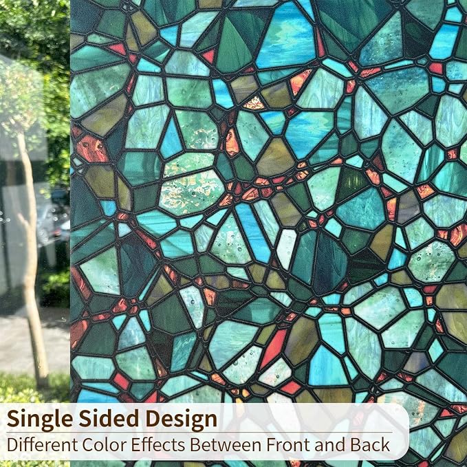 funlife Original Hand-Drawn Privacy Stained Glass Window Film, Single Sided - Image 2