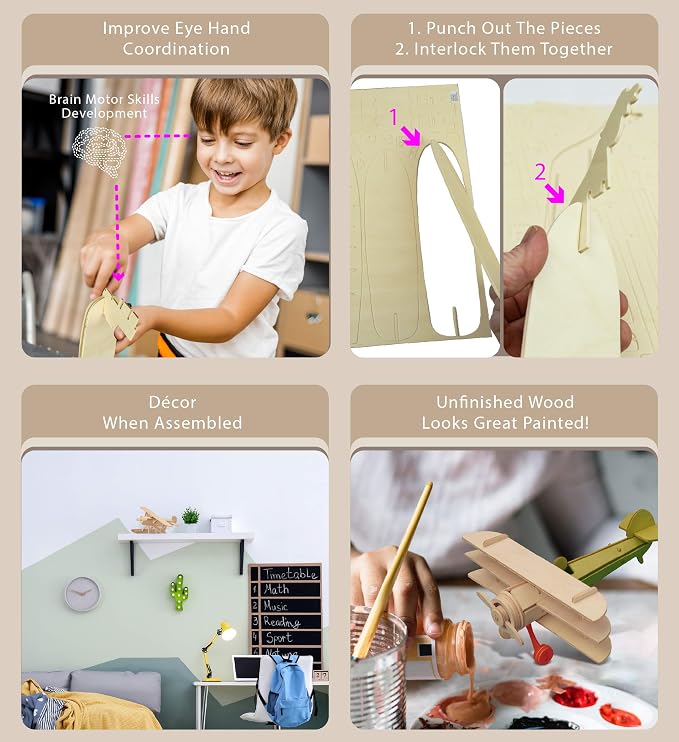 Puzzled Wooden Airplane Model Kits - Image 3