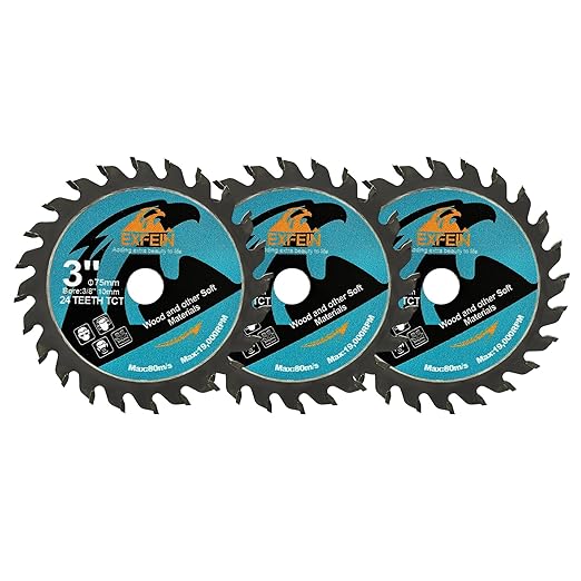 Wood Cutting Disc 3 Inch 3pcs - 24T TCT Carbide Tipped Teeth Compact Circular Saw Blade with 10mm Arbor, General Purpose for Cuttting in Wood Plastic and Composite Materials