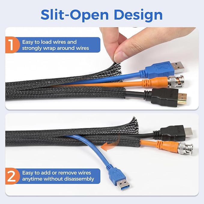 Delamu 30ft - 1/2 inch Cable Sleeve Cord Protector from Pets No Chew, - Image 5