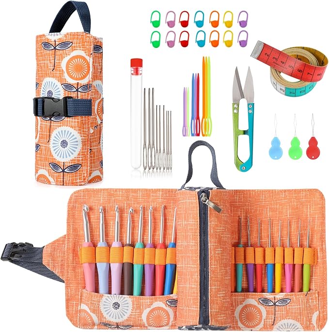 Vodiye 21 Sizes Ergonomic Crochet Hooks Set 0.5–10.0mm by Vodiye