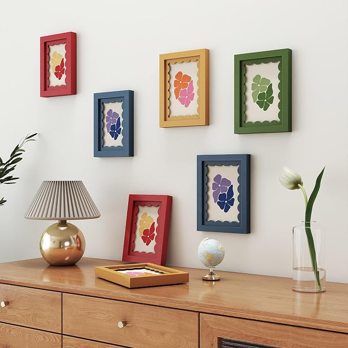 5x7 Picture Frame with Real Glass, Wooden cute 5 x 7 Photo Frame with Wavy Mat - Image 6
