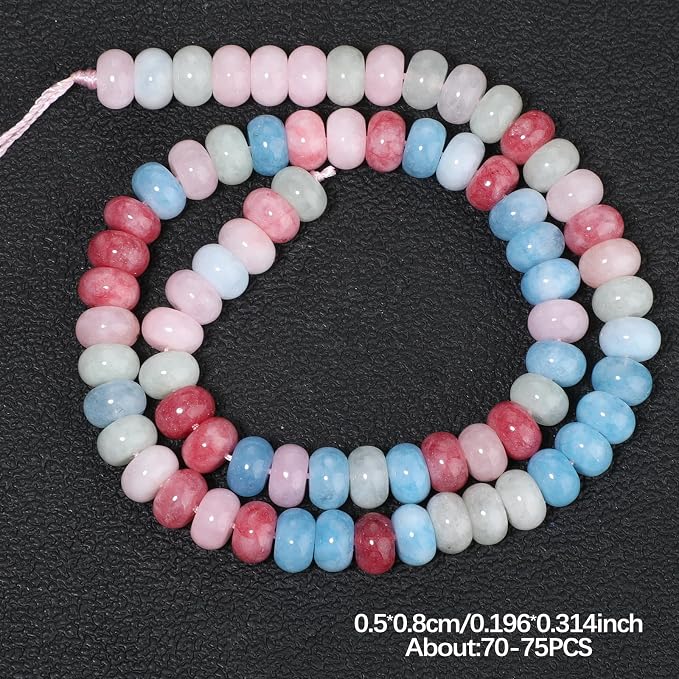 Songxi 5x8mm Natural Mixed Color Stone Rondelle Beads, Gemstone - Image 2