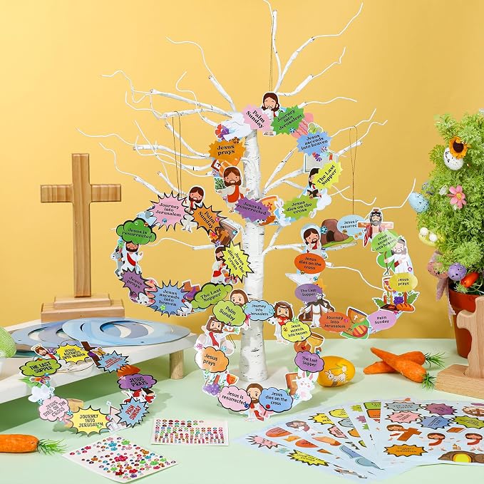 Hollowfly 48 Sets Christian Wreath Crafts Kit Bulk Sunday School Craft DIY - Image 7