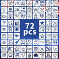 72 PCS 3x3 Inch Independence Day Stencils by Yazhiji