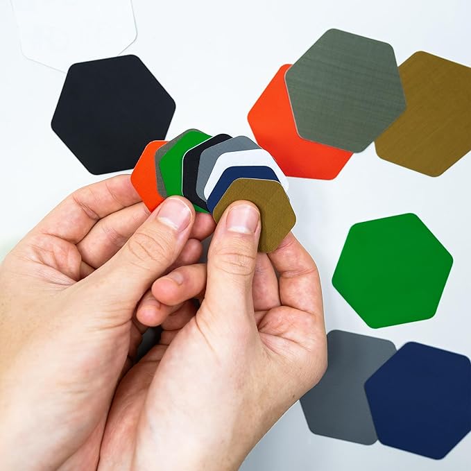 GEAR AID Tenacious Tape Hex 2.5” and 1.5” Repair Patches, Peel-and-Stick to Fix Holes and Burns in Down Jackets, Rain Gear, Tents, Tarps and More