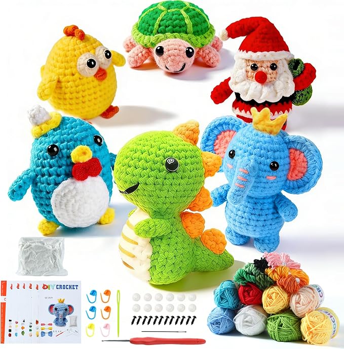 LIVIKEY 6Pcs Crochet Kit for Beginners Easy Arts and Crafts Set for Adults & by LIVIKEY