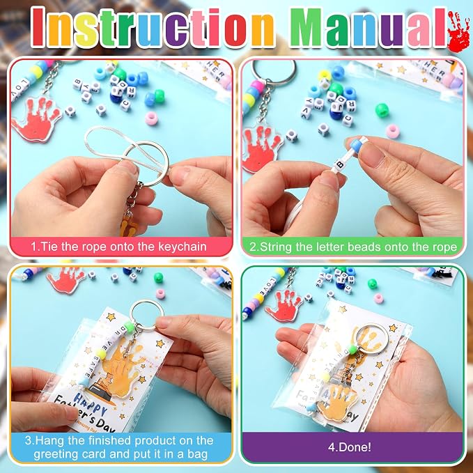 Suncalla 996 Pcs 24 Set Father's Day Keychain Making Kit DIY Bead Crafts | - Image 3