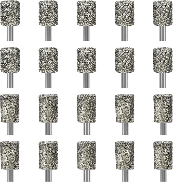 Stone Carving Set Diamond Burr Bits Compatible with Dremel, 46Grit 150Grit 20PCS Polishing Kits Rotary Tools Accessories with 1/8'' Shank for Engraving, Grinding, Stone, Rocks, Jewelry, Glass