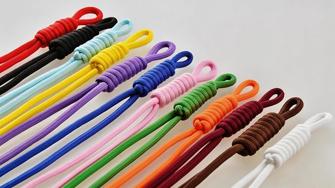 KJML DIY Paracord Keychain 12pcs Paracord Rope Keychain Braided Cord Rope Bag - Image 3