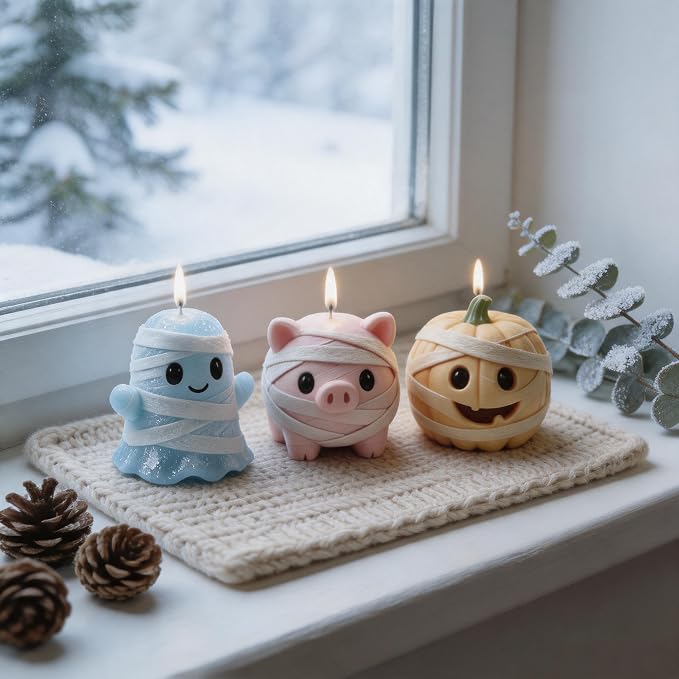 3Pcs 3D Halloween Silicone Molds Pumpkin Ghost Pig - Image 4