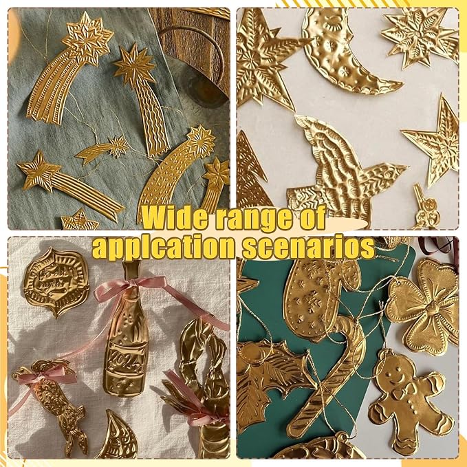 JarThenaAMCS 28Pcs Foil Paper Craft Making Kits Gold Metal Embossing Foil Sheets - Image 7