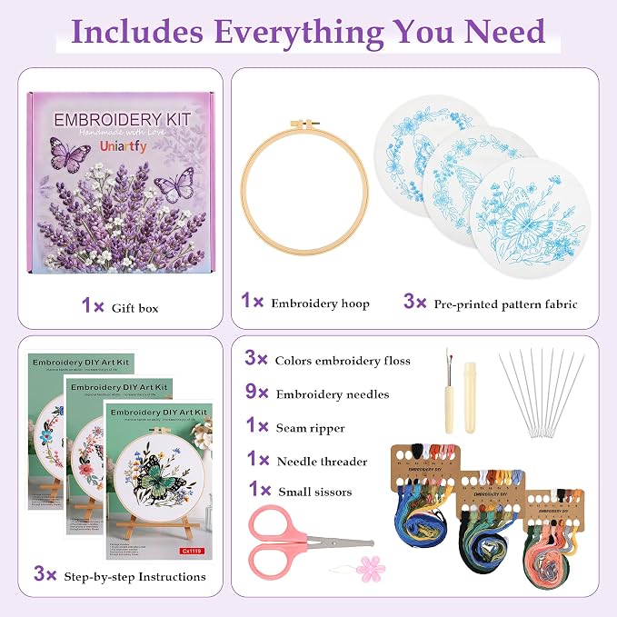 3 Sets Butterfly Flower Embroidery Kit - Image 2