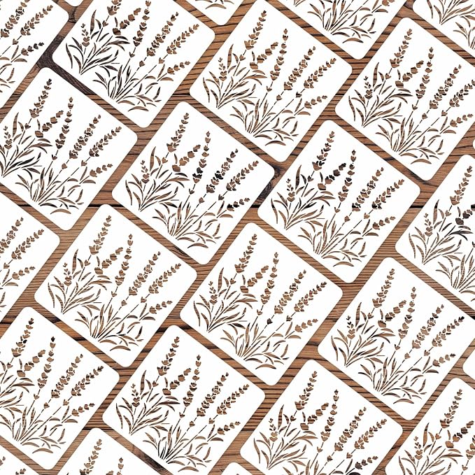 INFUNLY Lavender Wall Stencils for Painting 11.8x11.8 Tile Stencil Set Reusable - Image 5