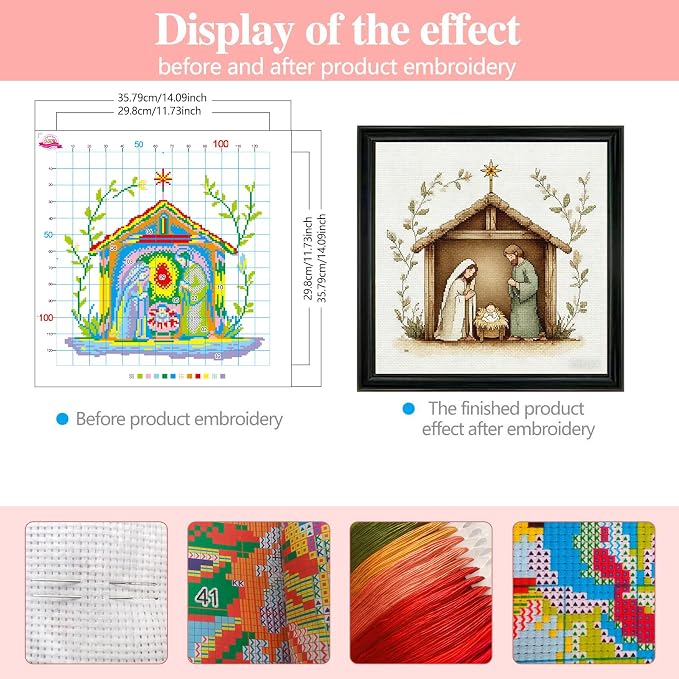 Zhenqing Nativity Scene Cross Stitch Kit - Image 3
