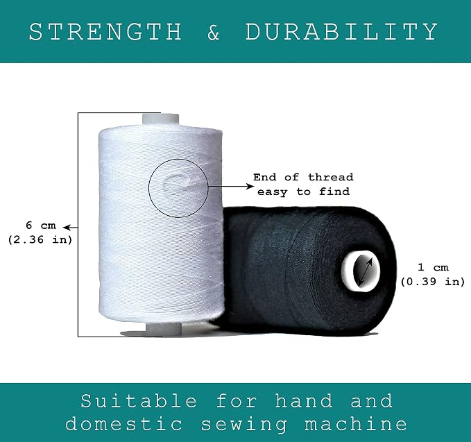 Black & White Sewing Thread - Image 3