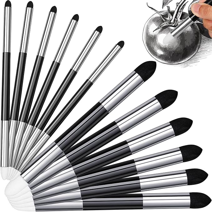 Kosiz 12 Pcs Blending Sponge Pen Double Headed Rub and Buff Washable Sketch by Kosiz