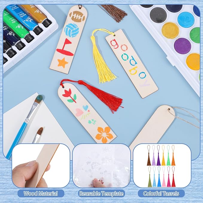 126PCS Bookmark Making Kit, 60 Wood Bookmarks - Image 4