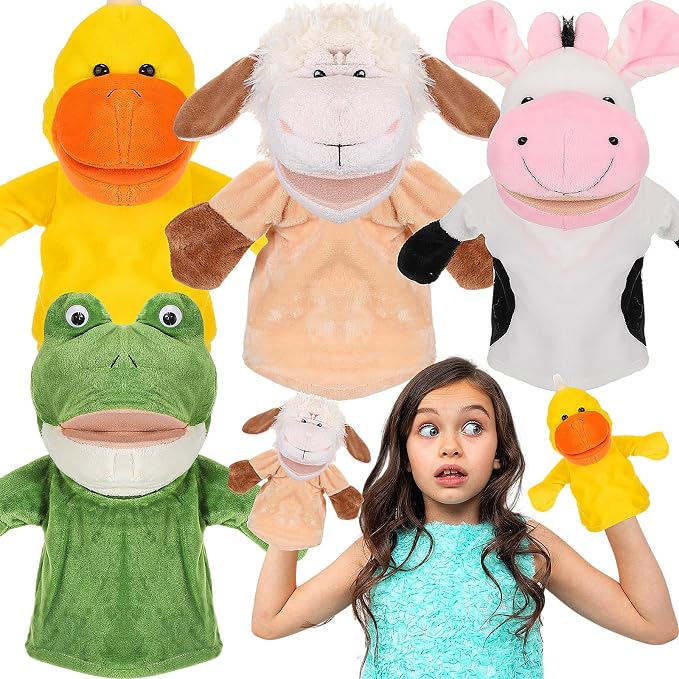 RoundFunny 4 Pcs Hand Puppet Animal by RoundFunny