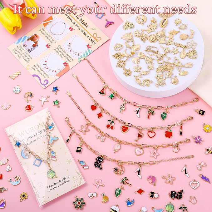Wurosi 413 Pieces Gold Paperclip Charm Bracelet Making Kit, Including Paperclip - Image 4
