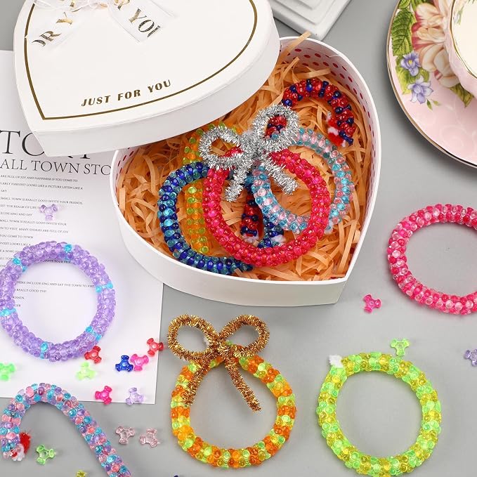UPINS 1200Pcs Tri Beads, Colored Plastic Kandi Rainbow Triangle Bulk - Image 5