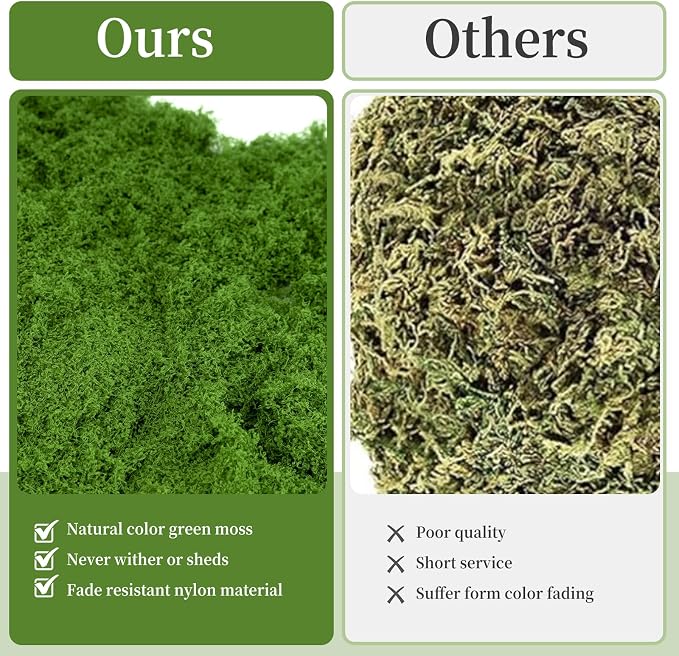 Fake Green Moss for Potted Plants, Artificial Moss for Crafts Indoor, DIY Table - Image 4