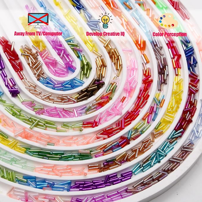 EuTengHao 9600Pcs Tube Beads Kit 7mm Glass Bugle Seed Beads - Image 4
