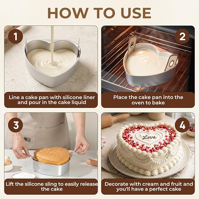 8 Inch Heart Shaped Cake Pan Set - Image 6