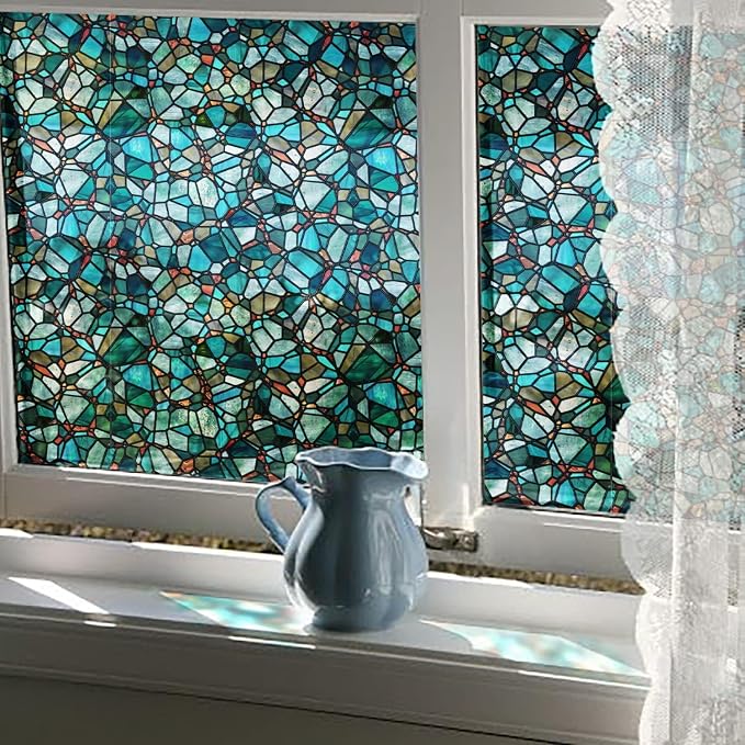 funlife Original Hand-Drawn Privacy Stained Glass Window Film, Single Sided by funlife