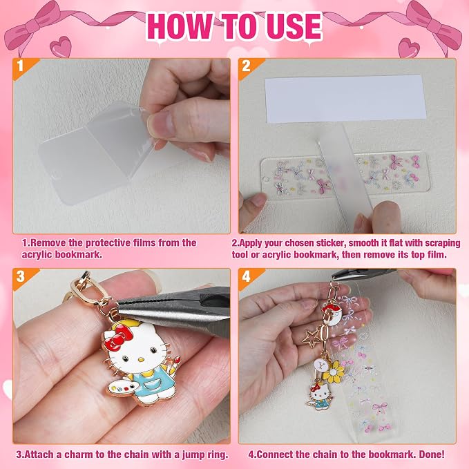 400 Pcs Bow Acrylic Bookmark Blanks Thicken 24 DIY Bookmark Making 26 Bow UV - Image 4