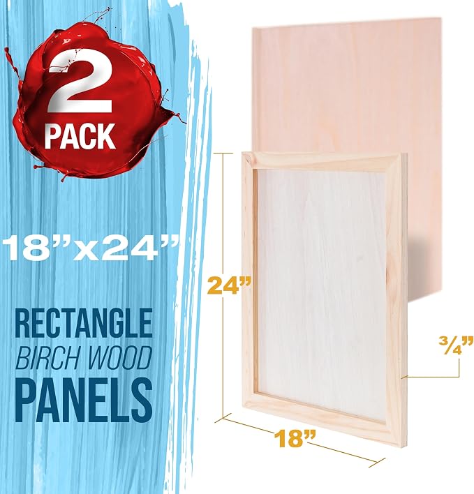 U.S. Art Supply 18" x 24" Unfinished Cradled Wood Panels - Image 2