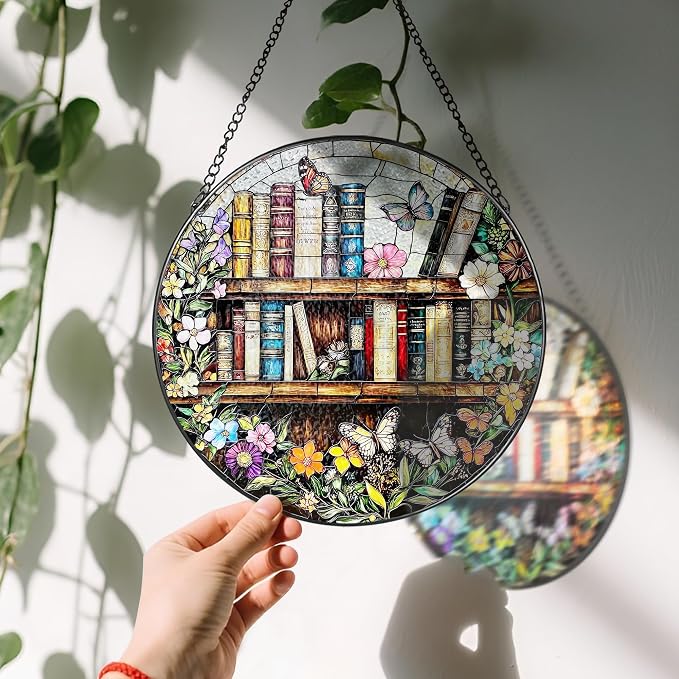 8'' Stained Glass Suncatcher Ornament, Stained Glass Window Hanging, Sun - Image 3