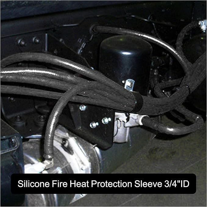 Insulation Heat Shielded Fire Thermo Armor Fire Sleeve Silicone Coated Fiberglass Heat Protection for Automotive Hose Lines & Electrical Wiring-（Black 3/4" ID x5FT）
