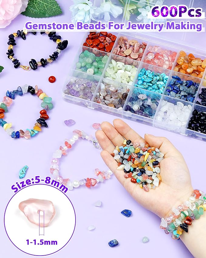FIVEIZERO 600pcs Natural Chip Stone Beads 5-8mm - Image 3