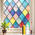 Window Privacy Film Stained Glass 35.4" x 157.4" Rainbow | Static cling – no by Unknown