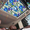 Bloss Blue Iris Flowers Sunroof Film Floral Rainbow Effect Static Clings Window by Bloss