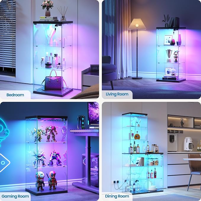 Dystler 3-Tier Glass Display Case, RGB LED Lights - Image 8