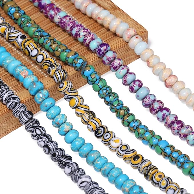 Songxi 5x8mm Natural Blue Purple Emperor Stone Rondelle Beads, Gemstone - Image 8