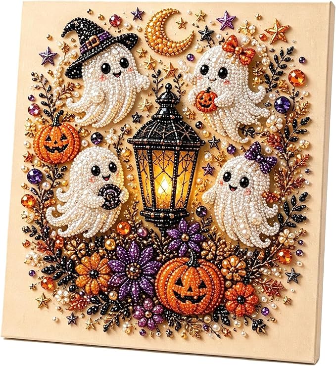 LuckyOkay Halloween Ghost Pearl Art DIY Kit, Spooky Cute 3D Diamond-Painting by Unknown