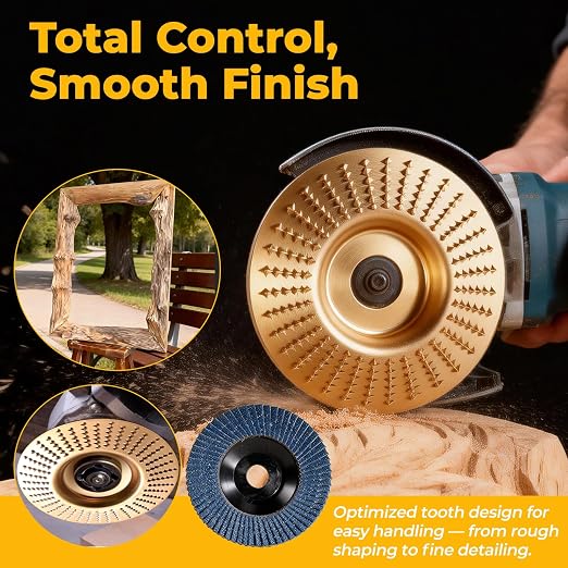 15-Piece Wood Carving Disc Kit for 4"-4.5" Angle Grinders, 5/8" Arbor, Complete - Image 6